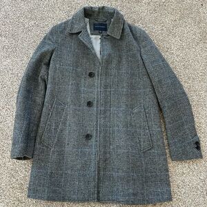 Banana Republic Gray Glen Plaid Wool-Blend Pea Coat